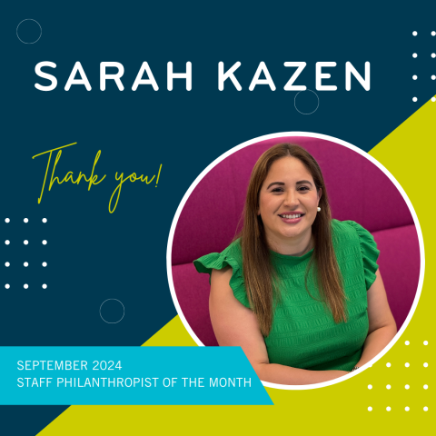 Sarah Kazen - September Staff Philanthropist of the Month